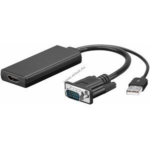 VGA-> HDMI adapterkábel USB-A csatlakozóval - A készlet erejéig!