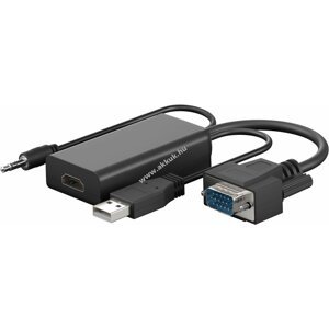 VGA - HDMI adapter kábel + 3.5mm jack csatlakozó, USB 2.0 csatlakozó