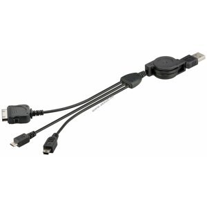 Goobay adatkábel 3 az 1-ben ki és visszahúzható USB->micro USB /mini USB iPhone/iPad/iPod fekete 75c