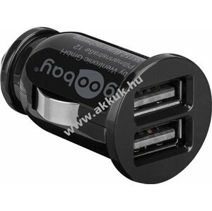 Goobay autós USB mini adapter töltő 12V 2db USB fekete (3,1A)