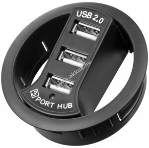 Asztalba épített 3 portos USB HUB, fekete