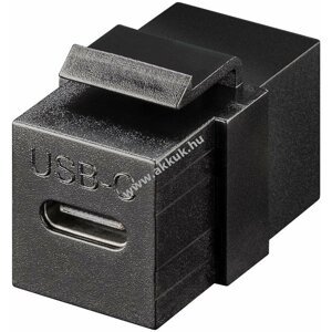 Keystone modul USB C csatlakozó USB 3.2 Gen 2 (10 Gbit/s), fekete, USB CT aljzat > USB C aljzat